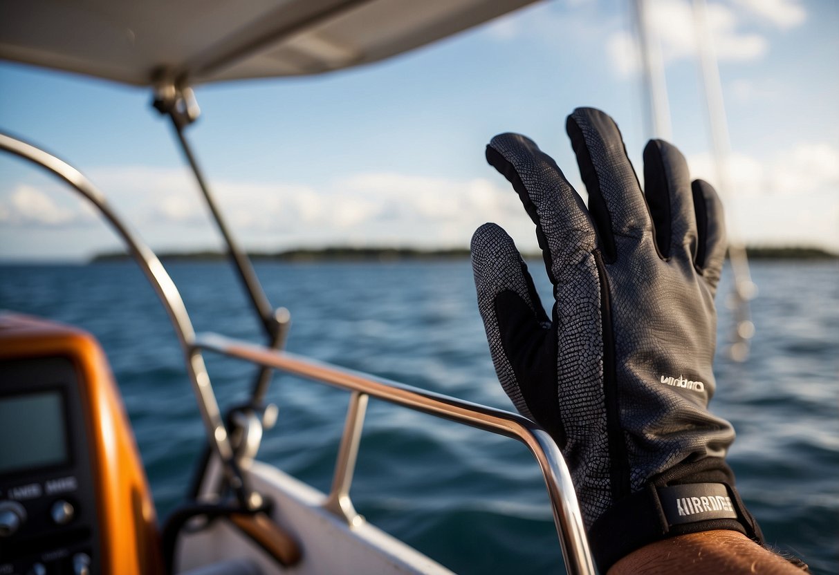 The WindRider Pro Sailing Gloves provide protection on a boat, with a sleek design and durable material for a secure grip and comfort