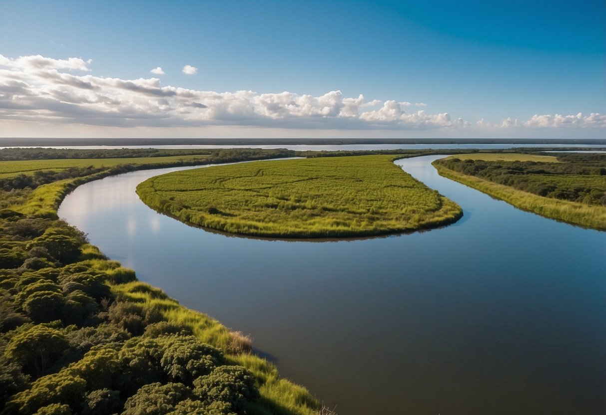 The Paraná River Delta in Argentina is a labyrinth of waterways, lush green islands, and diverse wildlife, making it an ideal boating destination in South America