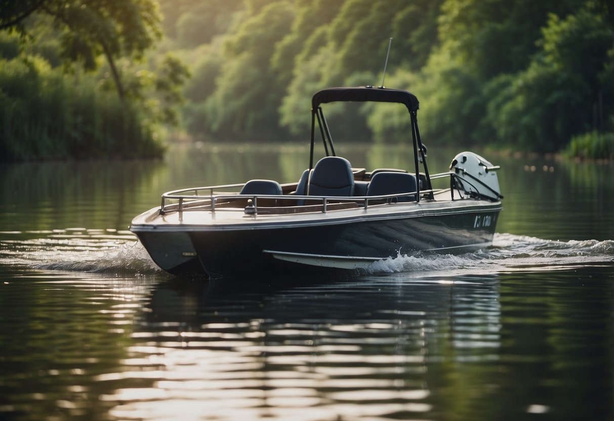 A boat glides through calm waters, surrounded by lush greenery and wildlife. A variety of birds soar overhead, while fish leap out of the water. The boat's occupants observe from a respectful distance