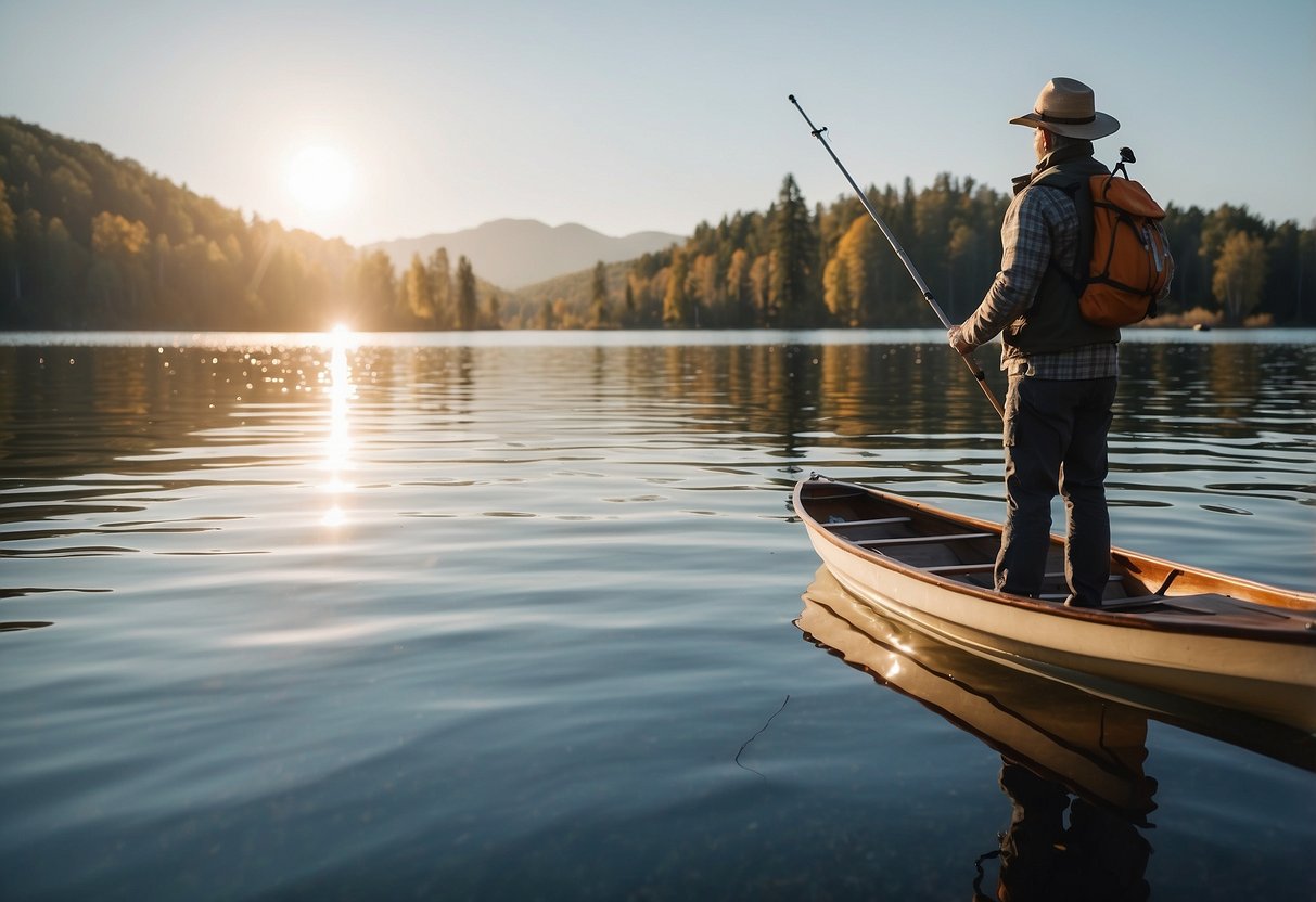 A sunny day on a calm lake, a boater selects the perfect lightweight and flexible pole from a selection of five options