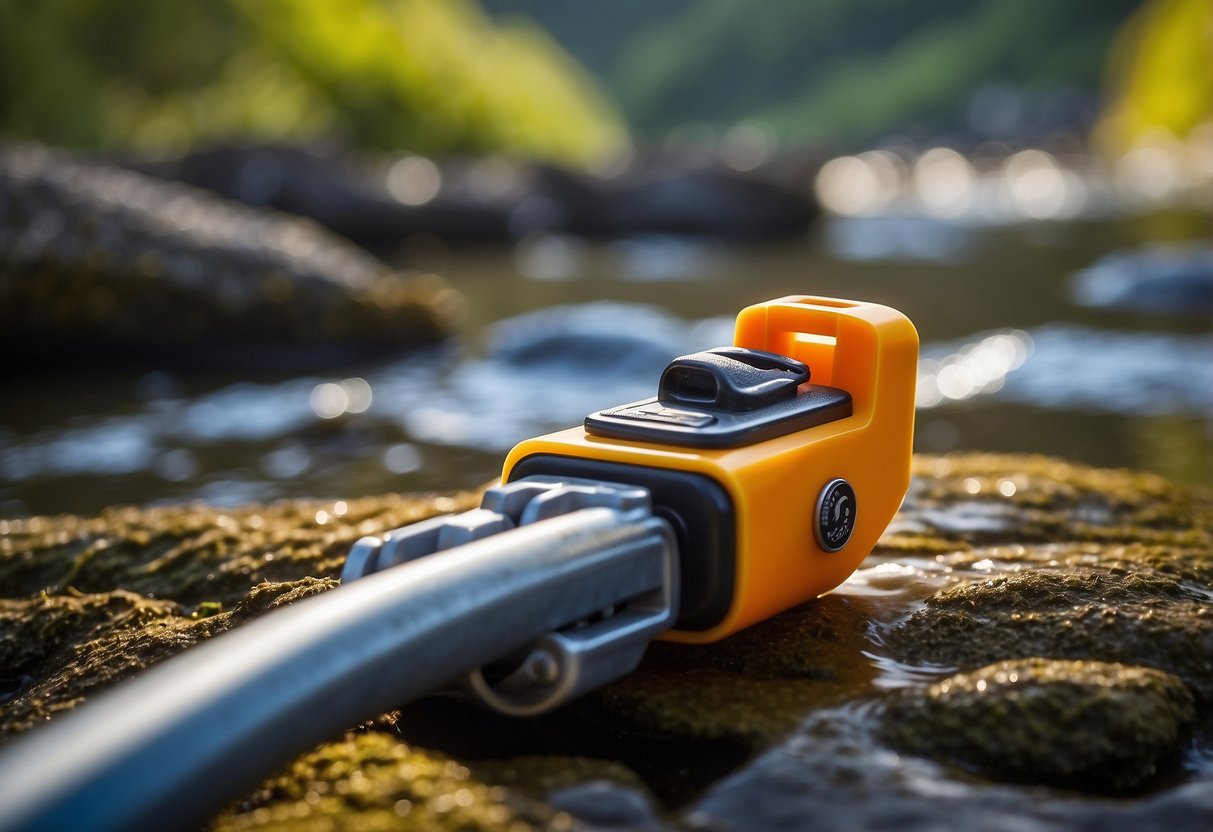 A marine-grade whistle sits among 10 essential first aid items for kayaking and canoeing