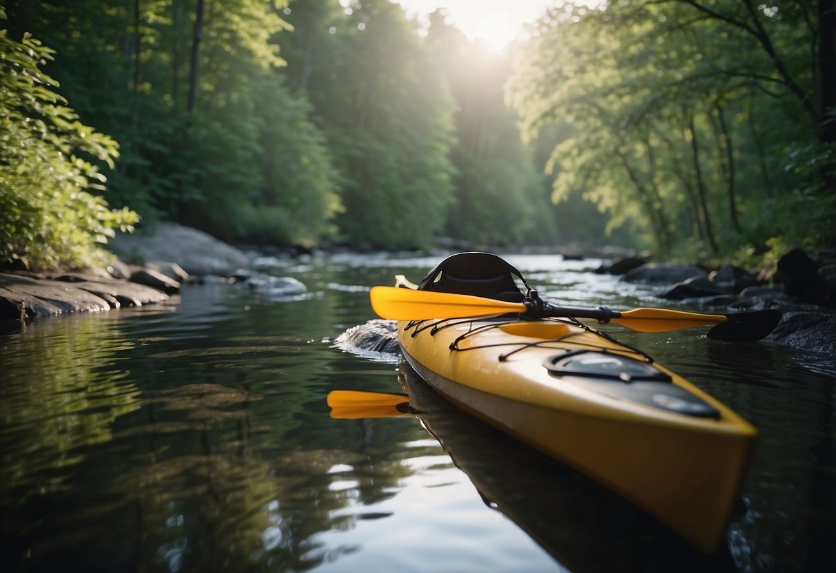 A kayak and canoe launching from a designated area with minimal impact on the environment