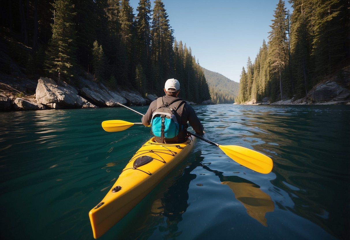 A kayak glides through calm waters, the SeaSense X-Treme II lightweight paddling poles slicing through the water with ease