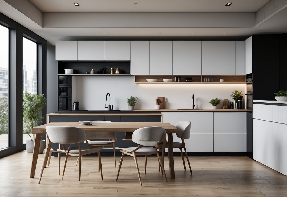 A spacious room with modern furniture and sleek fridges