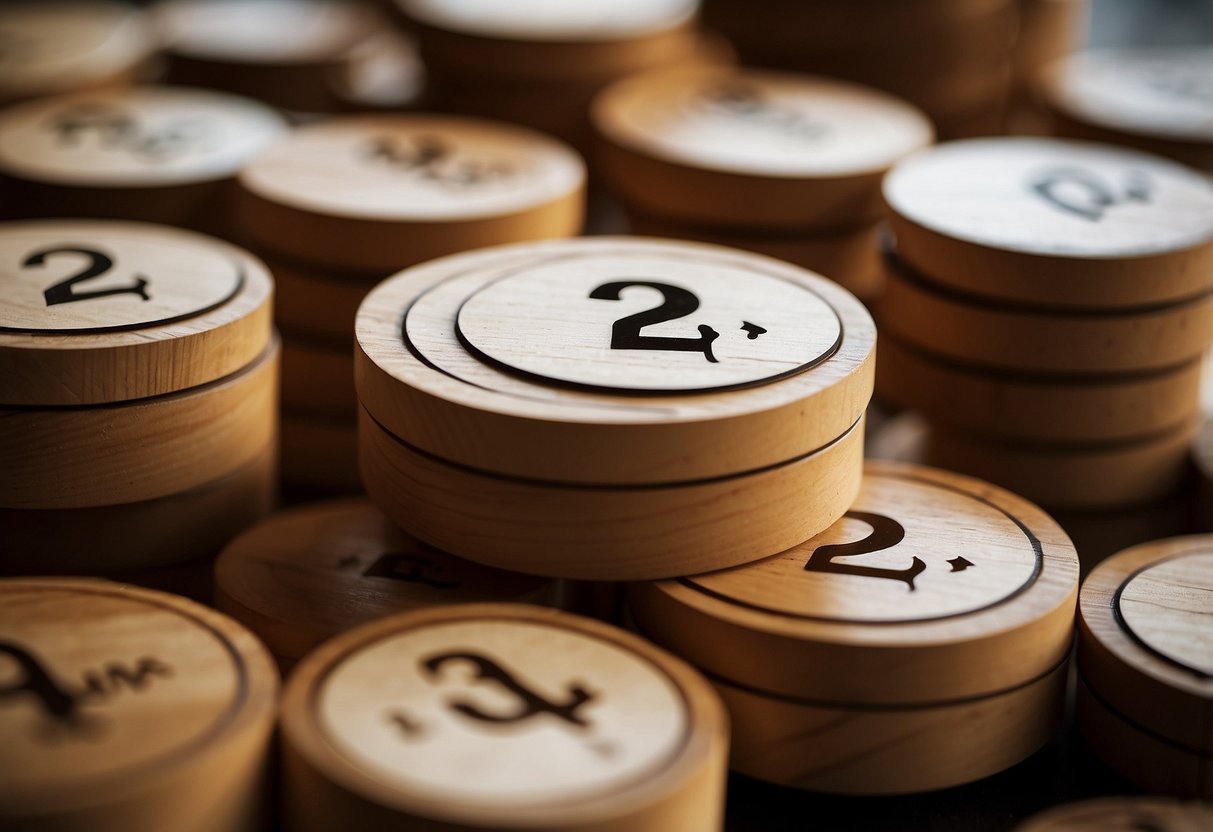 A stack of rubber wood furniture with a "Good or Bad?" sign above, surrounded by question marks