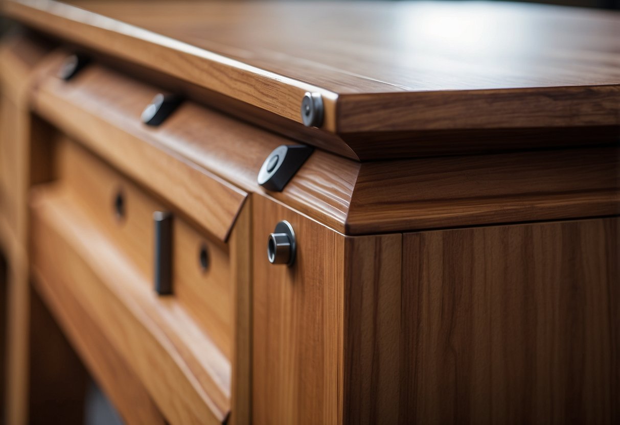 Wooden furniture joints fitted together, creating a sturdy and seamless connection