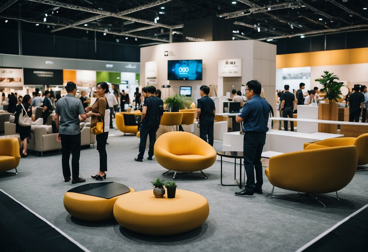 A bustling furniture expo in Singapore showcases innovative designs and cutting-edge strategies for industry growth and leadership