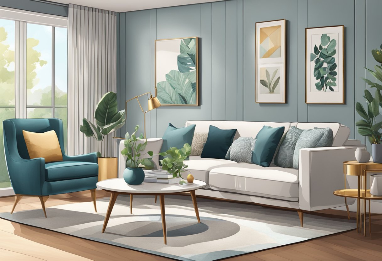 A room with a variety of furniture pieces arranged neatly in a modern and inviting setting