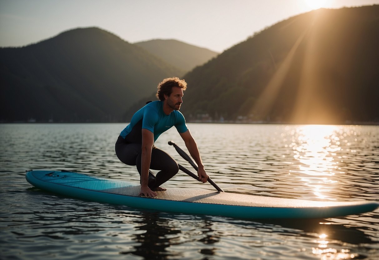 A paddleboarder neglects warm-up stretches, leading to common mistakes