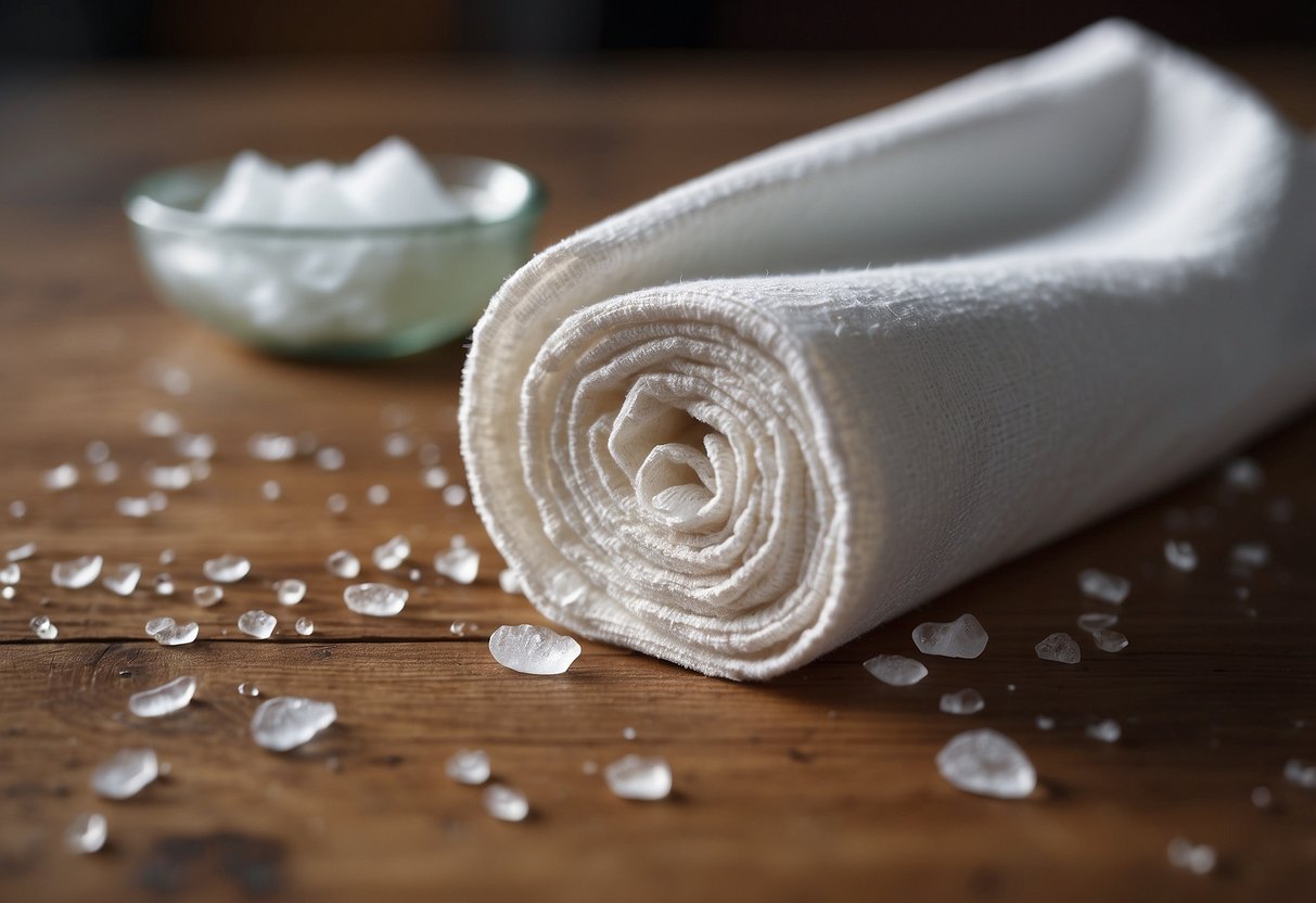 A soft cloth wipes across the surface of a wooden table, removing dust particles and revealing the natural grain of the wood
