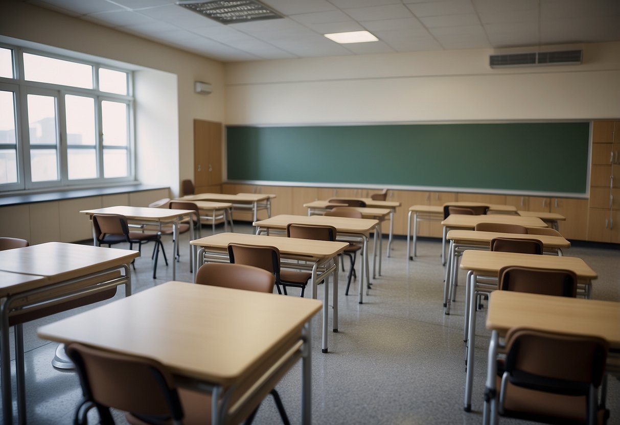 A classroom with versatile furniture arranged in various configurations to accommodate different teaching styles and group activities