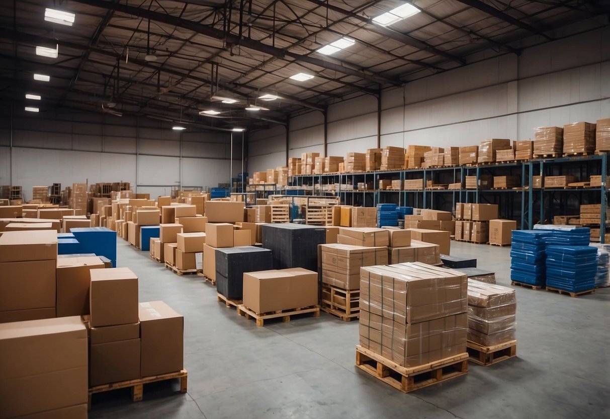 A warehouse filled with various styles of wholesale commercial furniture, neatly organized and ready for distribution
