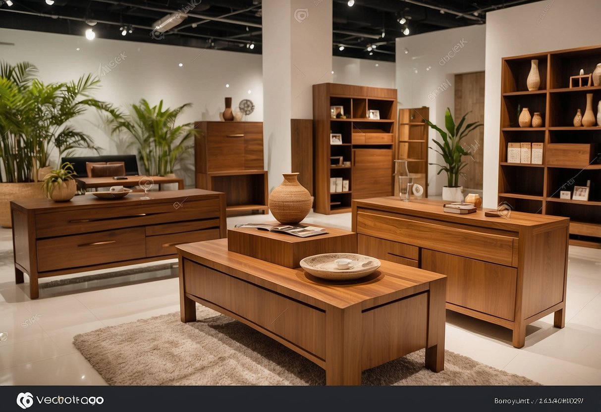 A spacious showroom displays Wihardja's teak furniture collection, featuring elegant and durable pieces in various styles and finishes