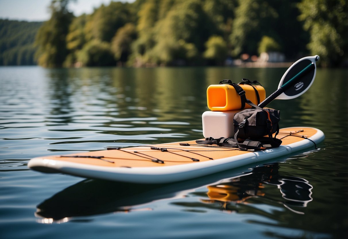 A paddleboard loaded with lightweight food and water supplies, compact and efficient for long-distance travel