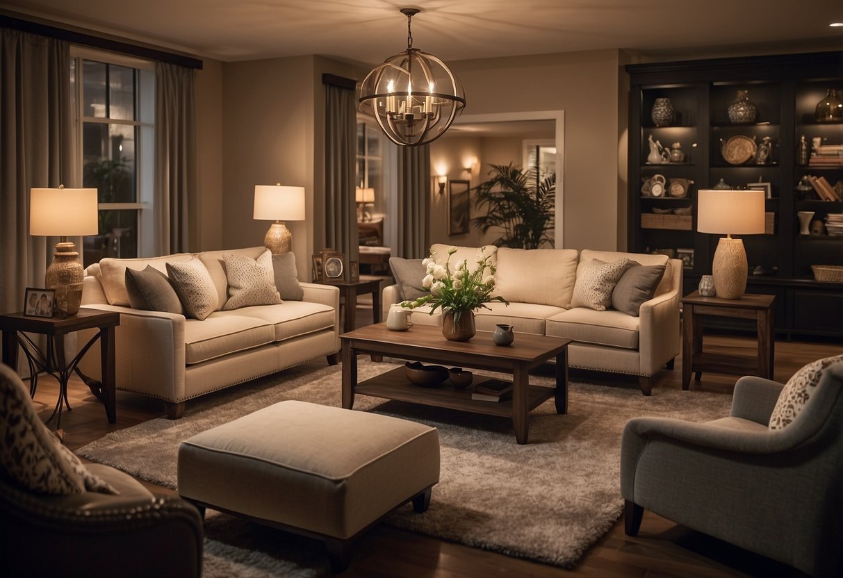 A cozy living room with a variety of stylish furniture pieces from the Cheers Furniture Collection. Warm lighting and comfortable seating create an inviting atmosphere