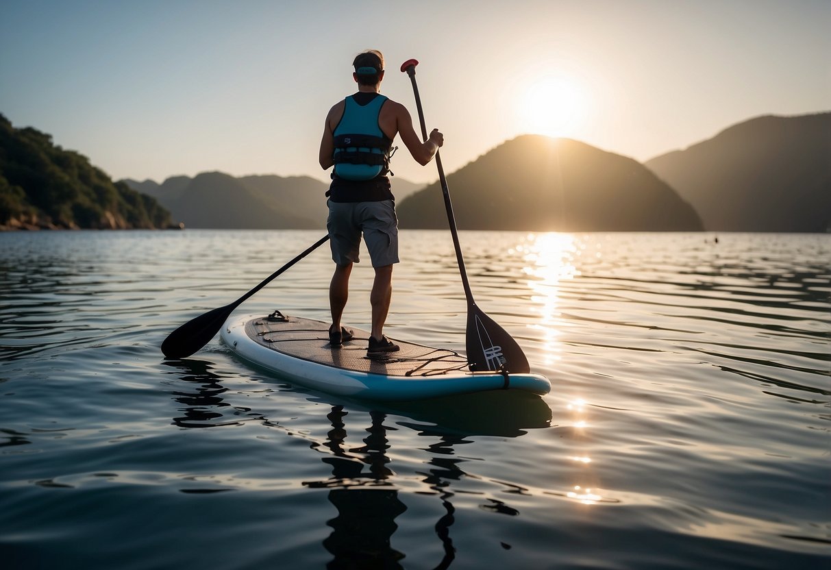 A person paddles effortlessly with a lightweight paddleboarding pack, showcasing its convenience and ease of use on the water