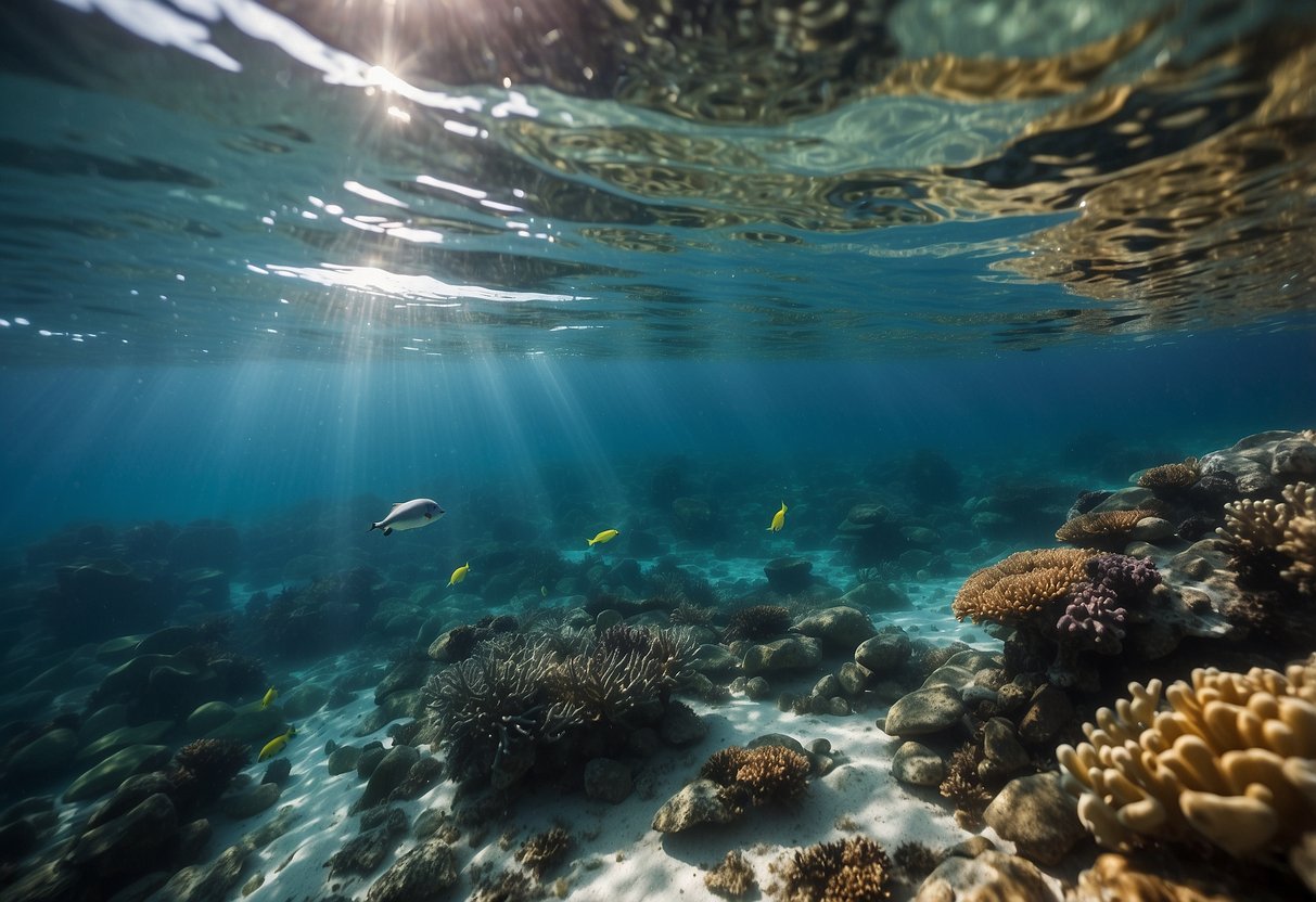 Colorful marine life swims beneath the clear water, as paddleboarders glide peacefully above, connecting with nature in 10 different ways