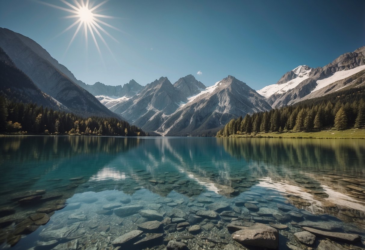 The crystal-clear waters of Lake Achen reflect the surrounding majestic alpine peaks, creating a serene and picturesque setting for paddleboarding