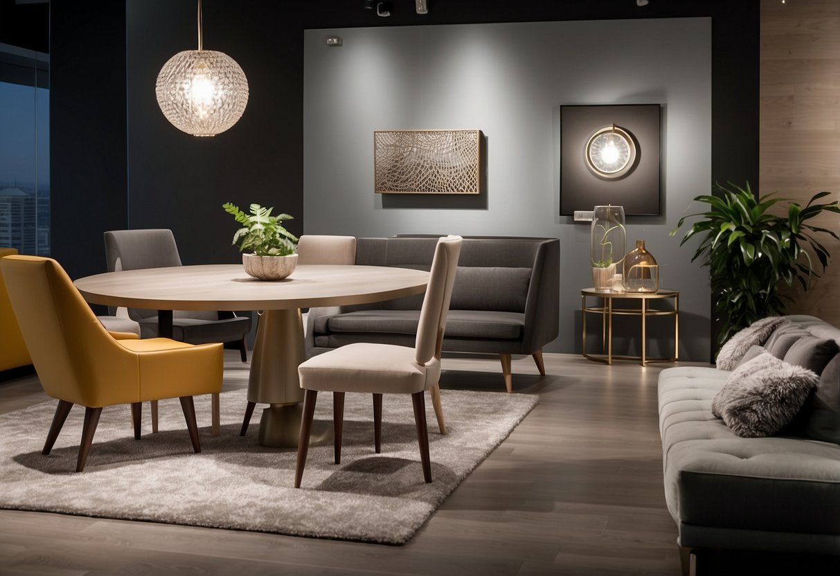 Decca furniture displayed in a bright showroom with modern lighting and clean lines