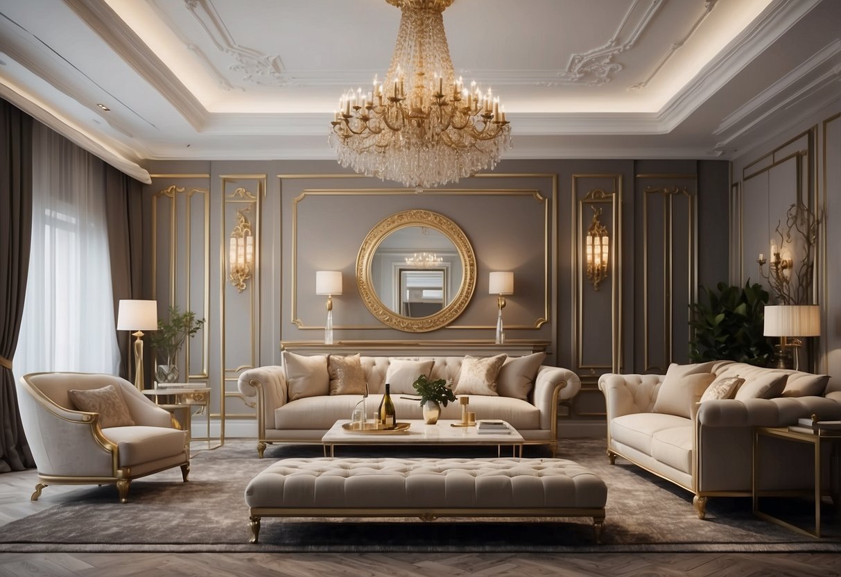 A luxurious room filled with elegant Privilege Furniture Collections, featuring ornate details and plush upholstery