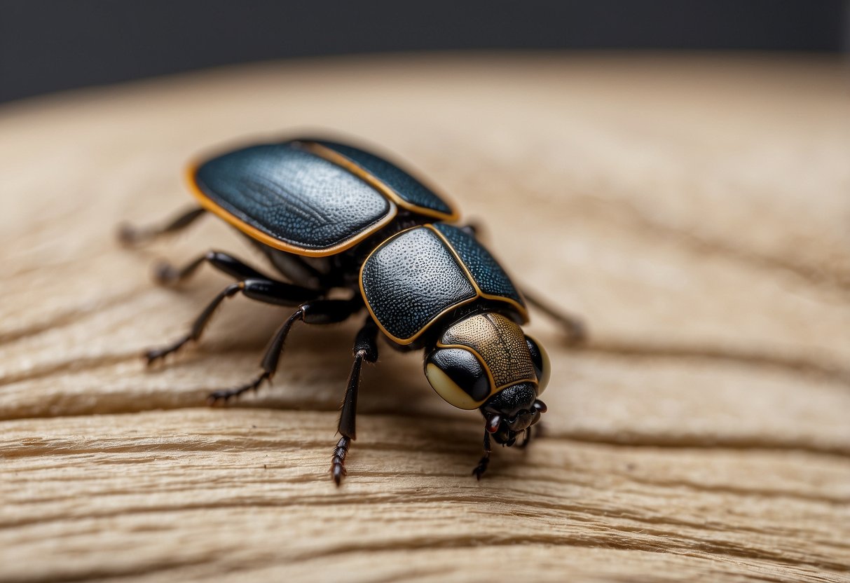 Furniture with visible bug bites on wood and fabric