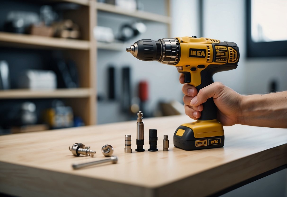 A drill assembles IKEA furniture with precision