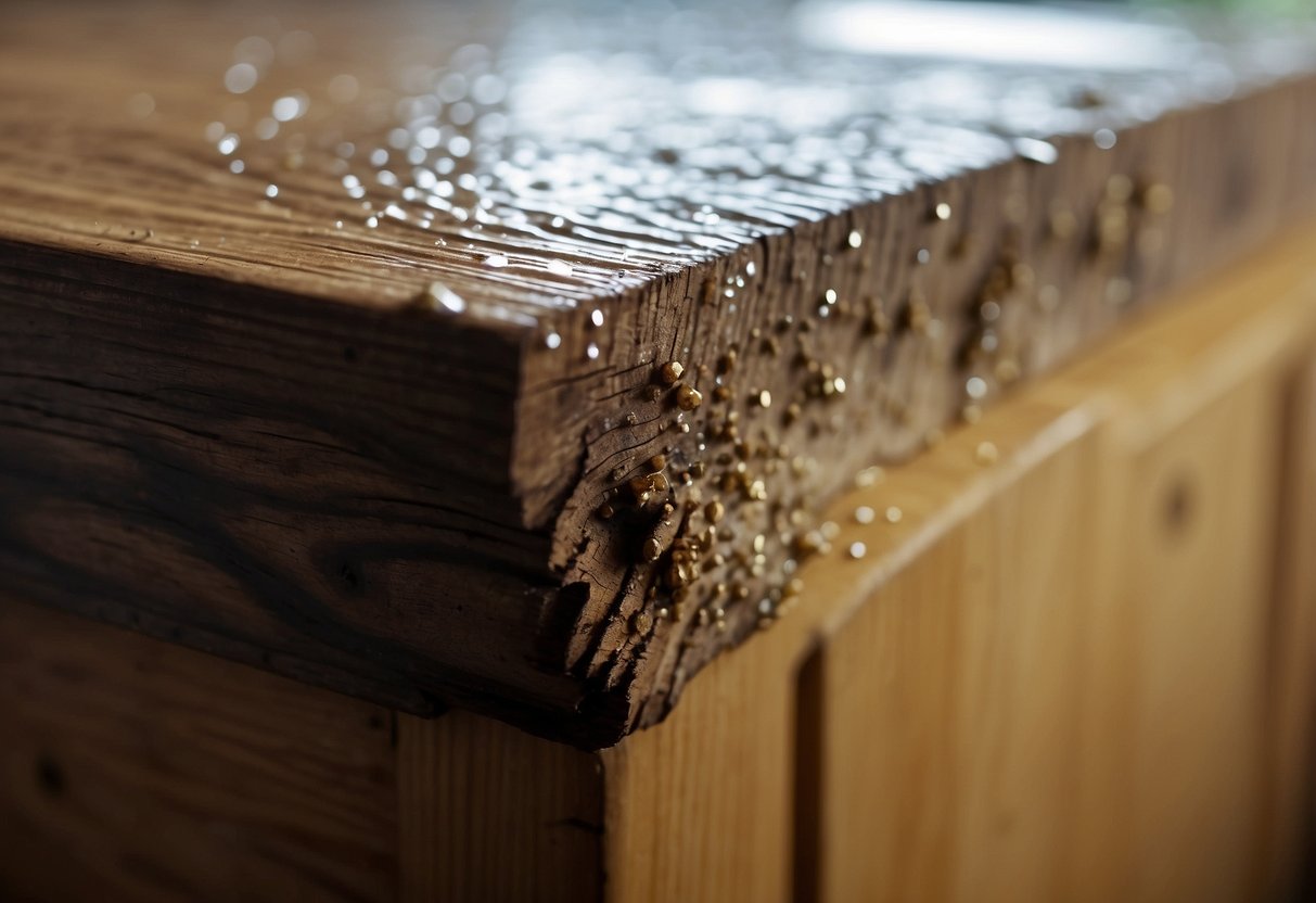 Moisture seeps into wood furniture, creating a damp environment. Mold spores land and thrive, forming mildew on the surface
