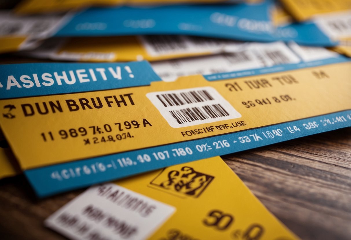 A colorful coupon with "Ashley Furniture" logo, featuring a percentage discount and expiration date, surrounded by furniture imagery