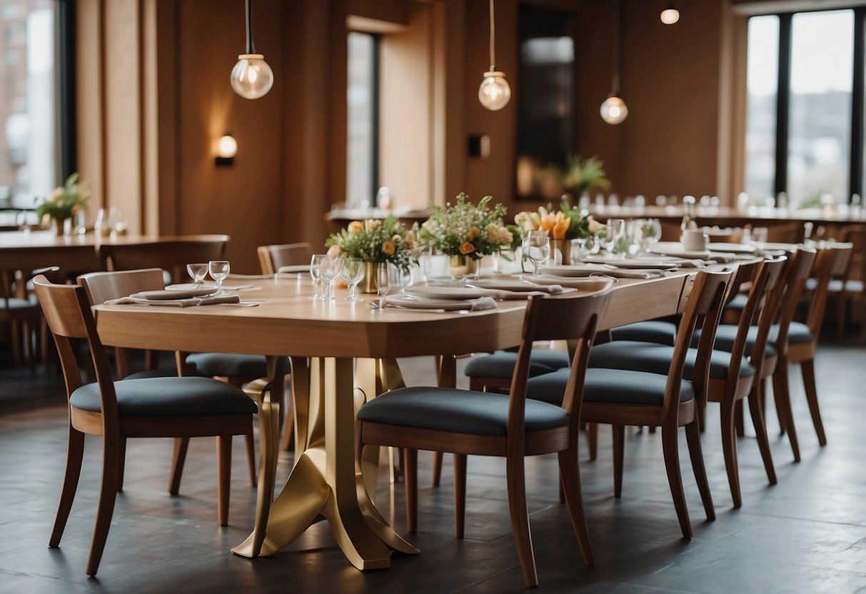 A variety of tables, made from different materials, are arranged in a well-lit room. The tables vary in size, shape, and design, showcasing the diversity of furniture options available
