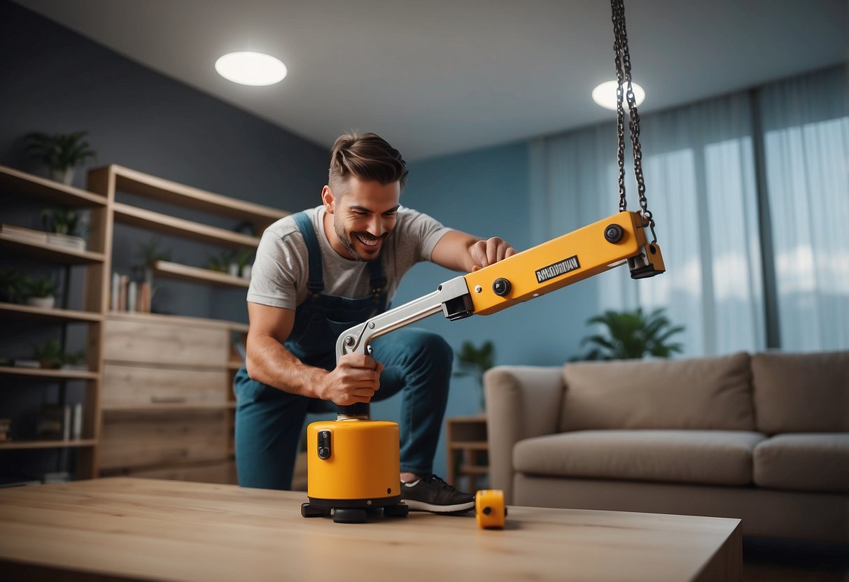A furniture lifter in action, effortlessly lifting heavy objects with ease