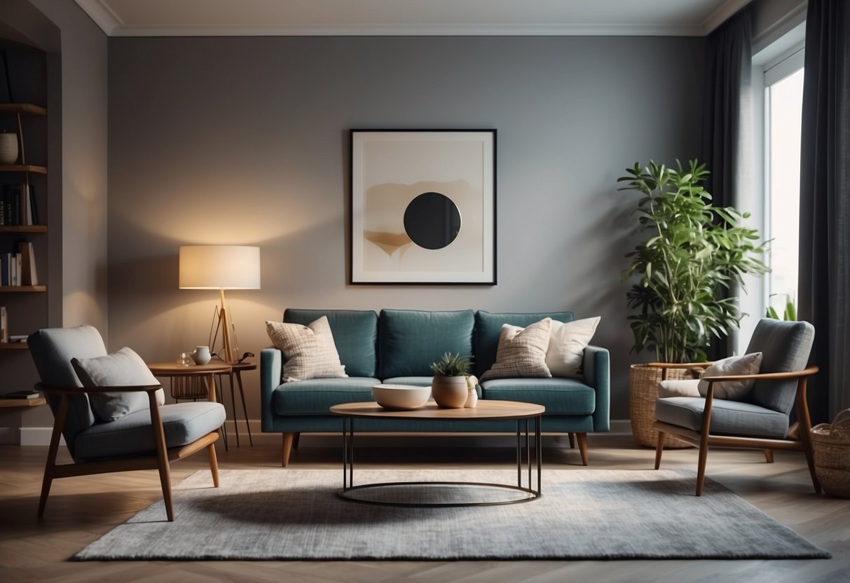 A cozy living room with a variety of stylish and comfortable furniture pieces arranged in an inviting and aesthetically pleasing manner