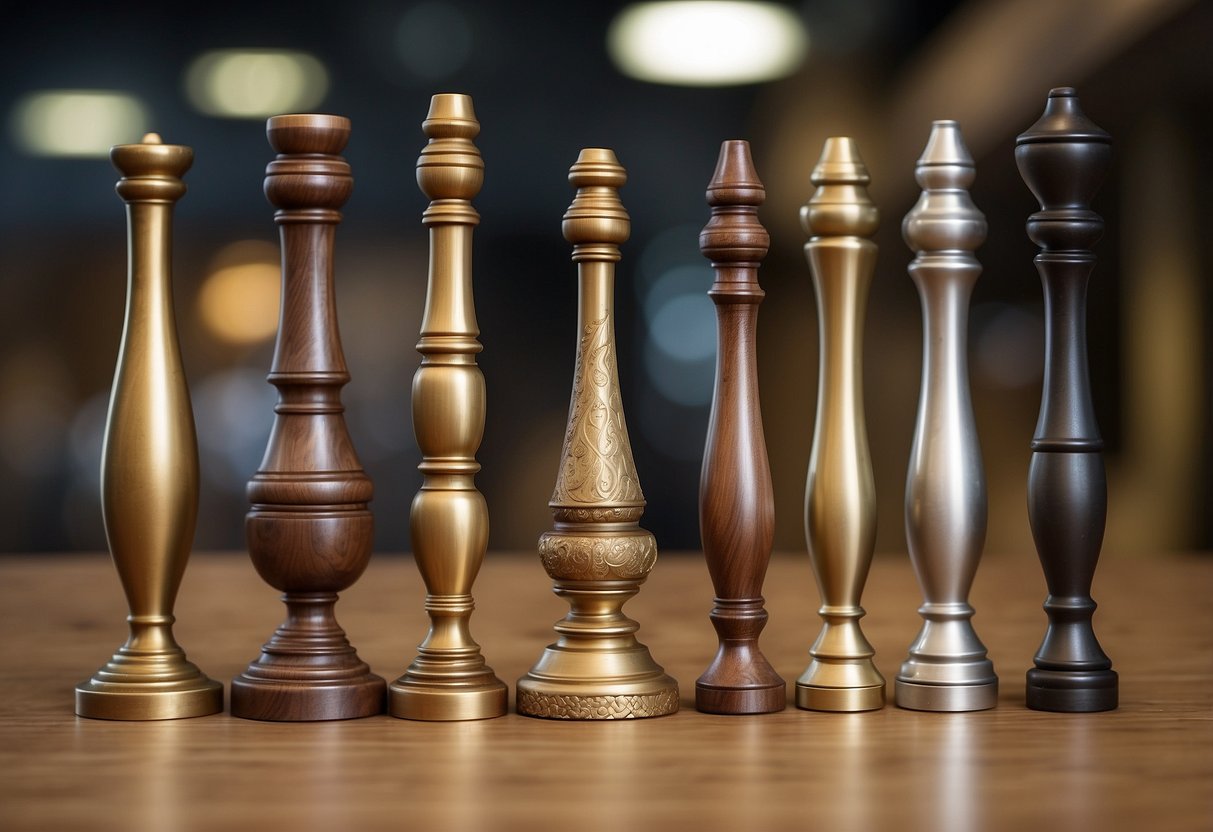 Various furniture legs in Singapore: tapered, turned, angled, and straight. Different materials like wood, metal, and plastic. Variety of sizes and shapes