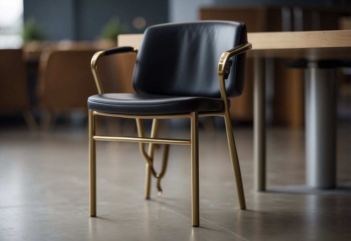 A chair leg connects to a seat, while a backrest attaches to the top, illustrating the types and functions of furniture parts