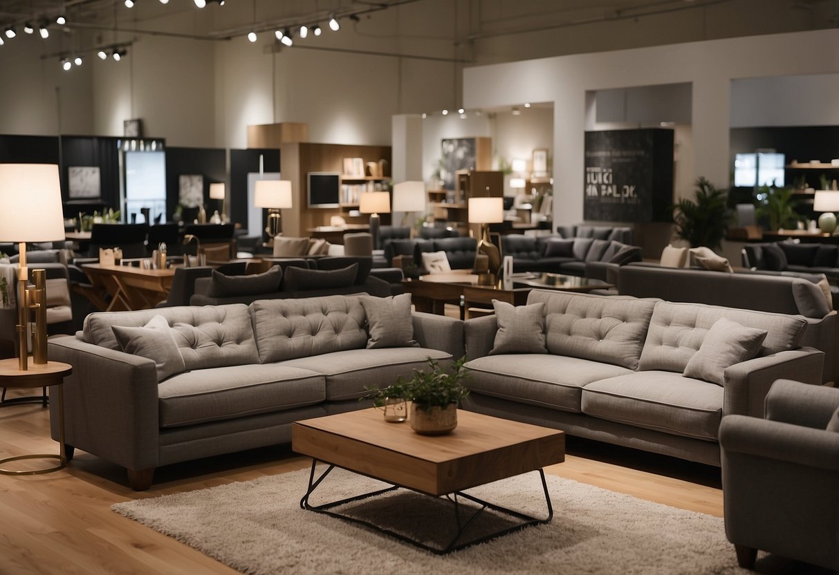 Customers browse through Furniture Mart's extensive range of furniture, from modern sofas to elegant dining sets, displayed in spacious showrooms