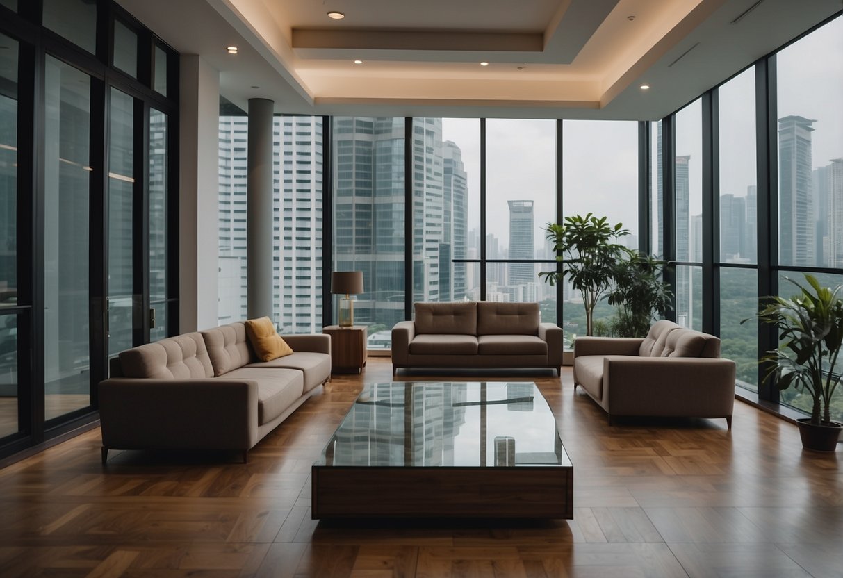 A room with empty spaces where built-in furniture used to be in Singapore