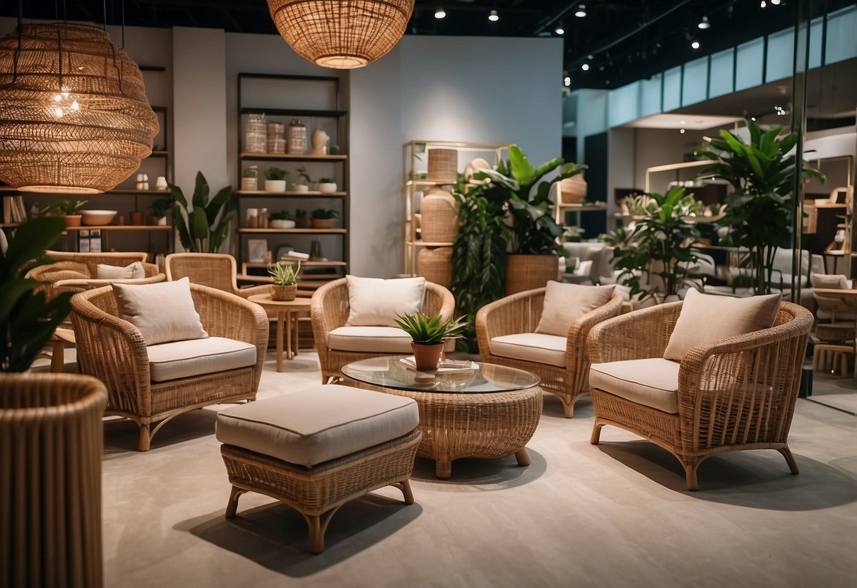 A modern rattan furniture shop in Singapore showcases sustainable design