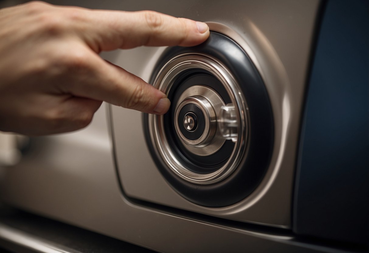 A hand reaches out to touch the smooth, sleek wheels of an IKEA furniture piece, exploring their functionality and design