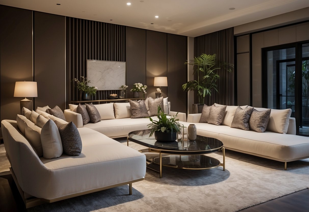 A modern living room with sleek, minimalist furniture from Universal Furniture Singapore. Clean lines and neutral colors create a contemporary and sophisticated ambiance