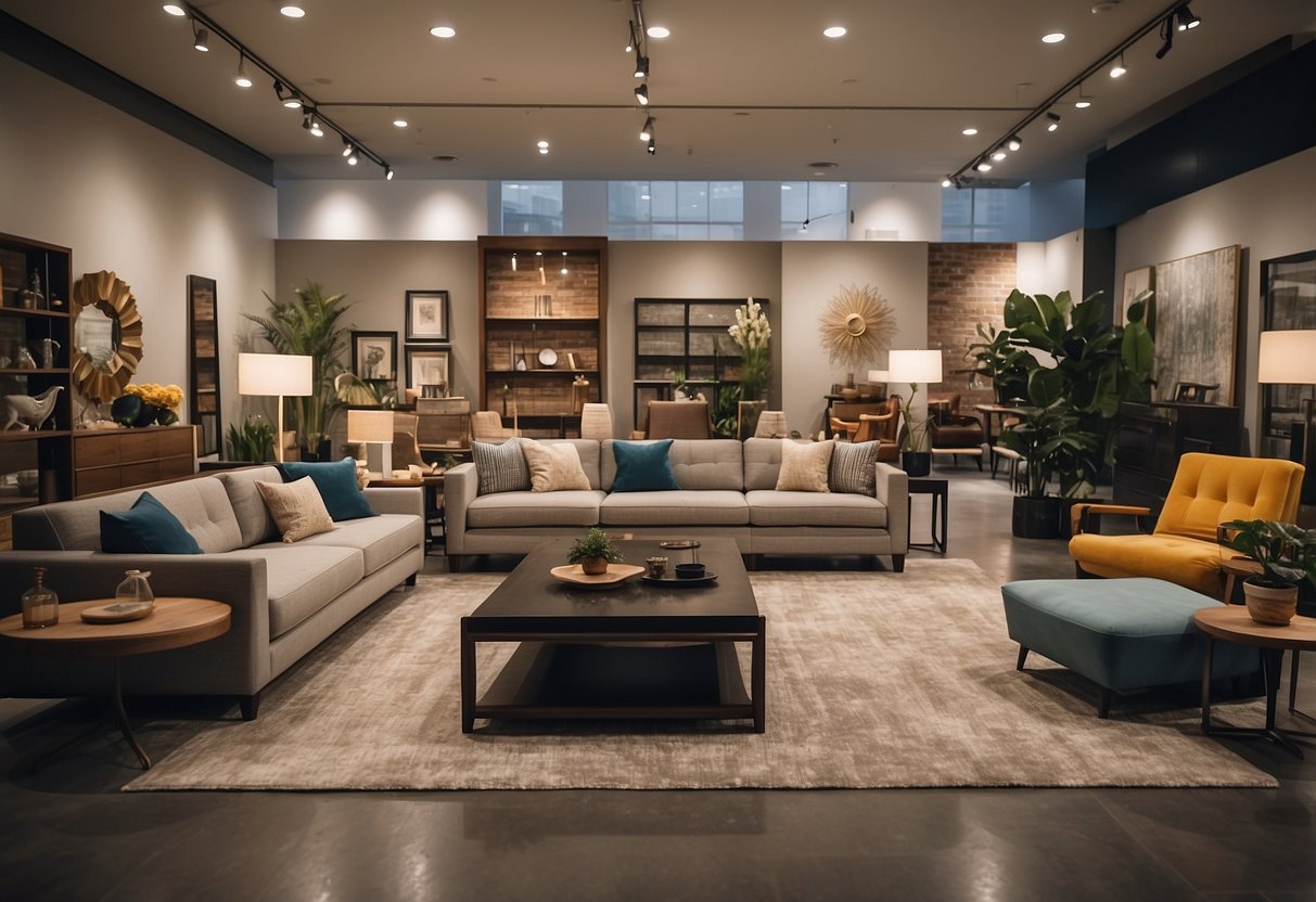 A spacious showroom displays various furniture collections in different styles and colors
