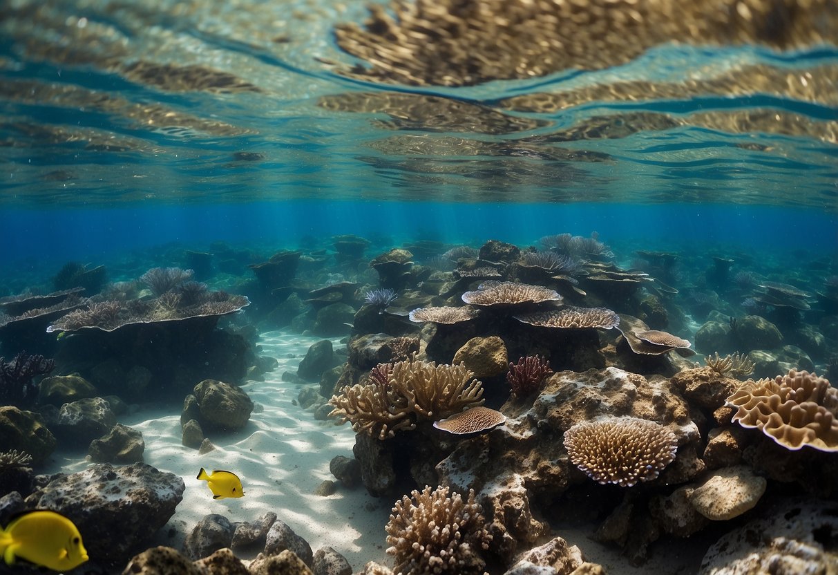 Crystal-clear waters reveal colorful coral reefs and exotic marine life at Tofo Beach, Mozambique. A diverse array of fish and other sea creatures populate one of the 10 Best Diving Spots in Africa