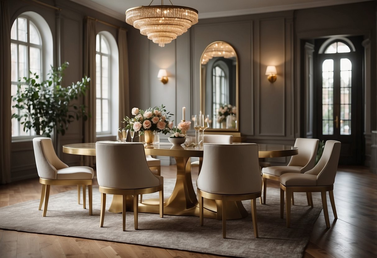 A room with a well-proportioned table and chairs, using the golden ratio in their design