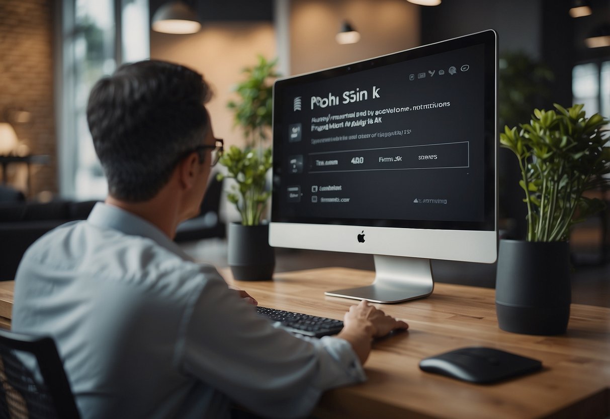 A customer browsing through a list of frequently asked questions about Poh Sin furniture on a digital screen