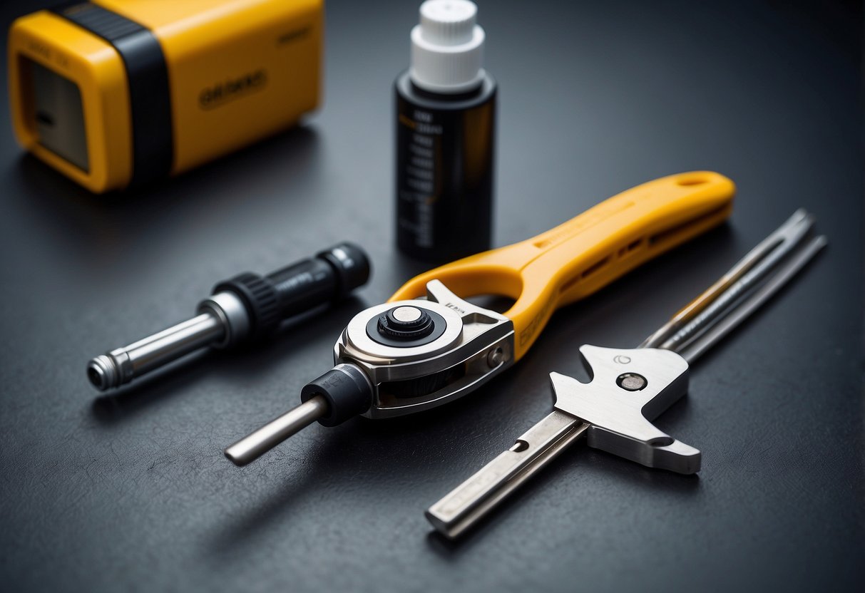 A multi-tool lies on a clean, dry surface with a small brush and oil nearby. The tool's components are being carefully cleaned and lubricated for longevity