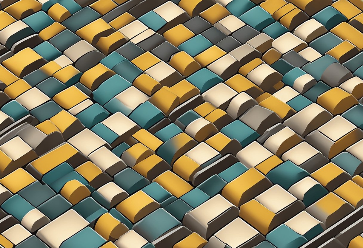 Rubber furniture feet arranged in a grid pattern on a hardwood floor