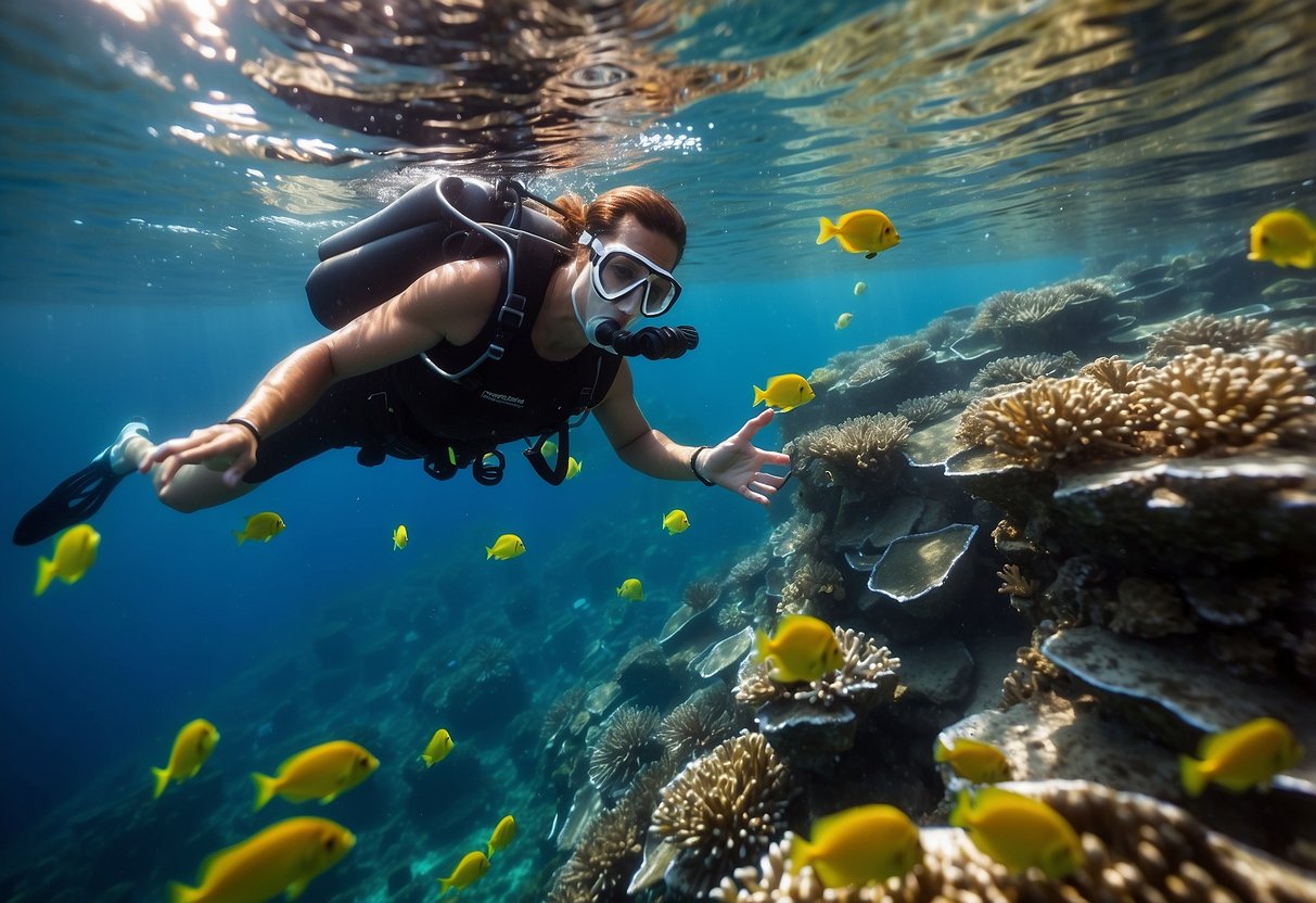 A snorkeler observes vibrant marine life while avoiding common mistakes