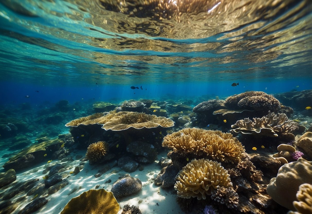 Crystal clear waters reveal vibrant coral reefs and exotic marine life along 10 scenic snorkeling routes in Asia. Sunlight dances through the water, illuminating the colorful underwater world