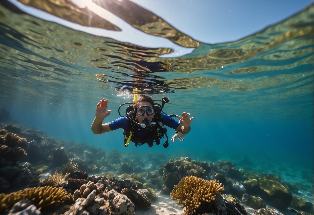 Crystal clear water, colorful coral, and a snorkeler feeling dizzy and nauseous at high altitude