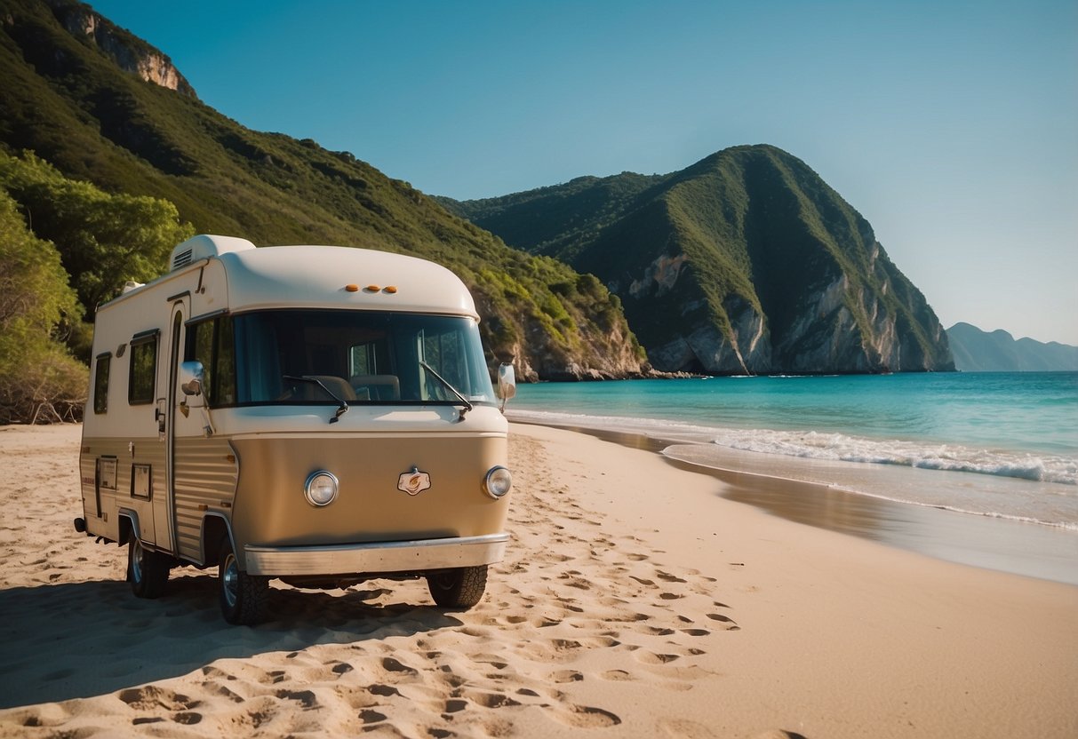 un camper parcheggiato in una delle migliori spiagge segrete