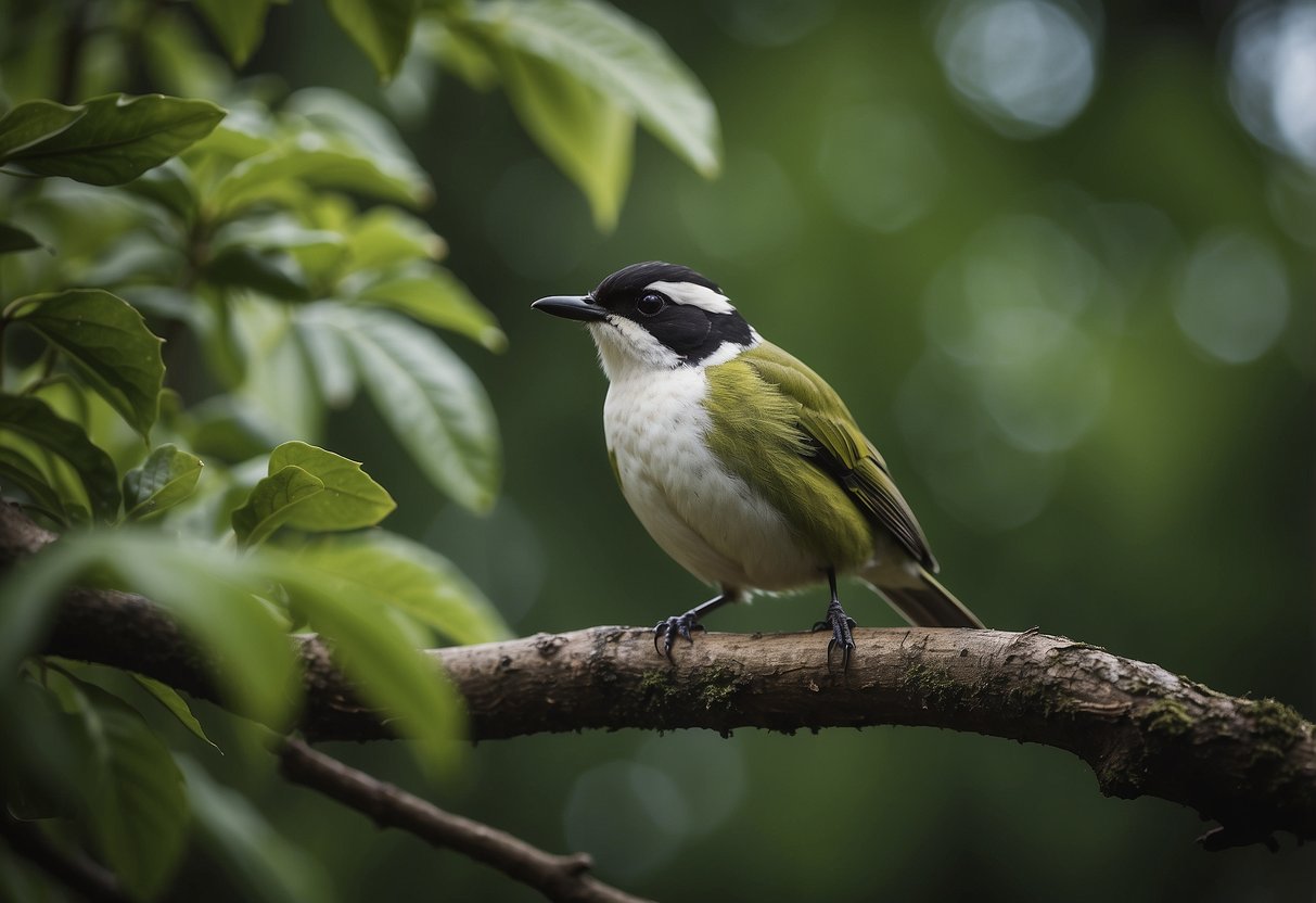 Lush green forests, tranquil lakes, and diverse bird species in flight, perched on branches, or nesting in their natural habitats