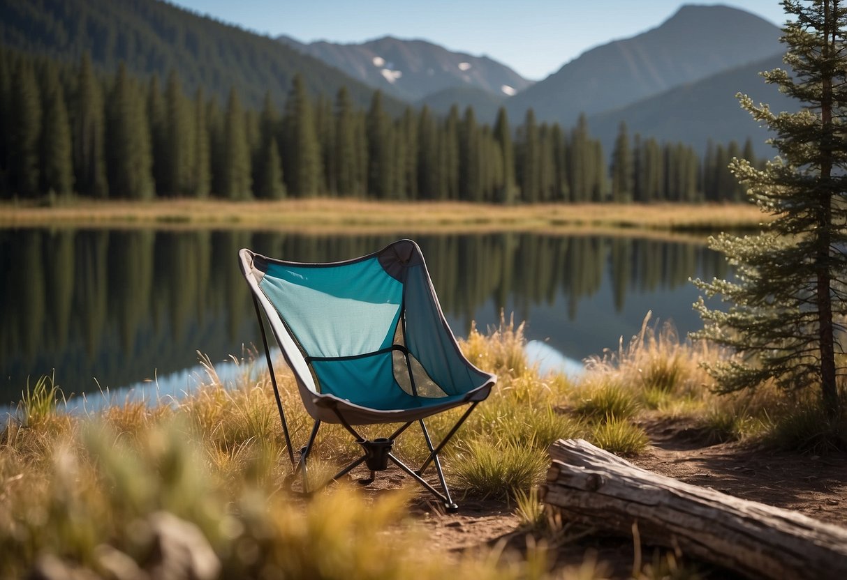 A lightweight camp chair, the Big Agnes Mica Basin, sits in a tranquil bird-watching setting, surrounded by nature